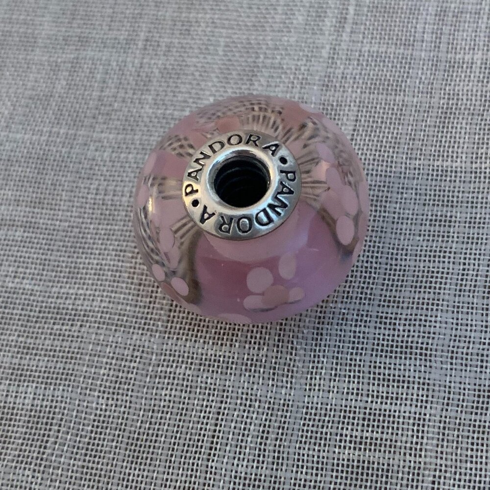 Large Pink Pandora Murano Glass and Silver Charm